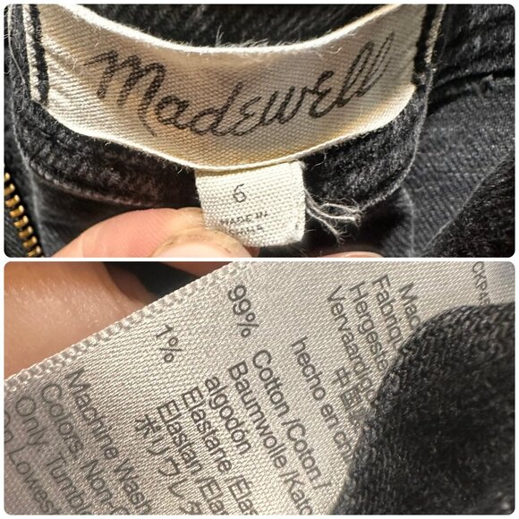 Madewell Tapered Ballon Overall Jumpsuit Womens 6 Black Denim Cross Back Casual - Picture 5 of 16